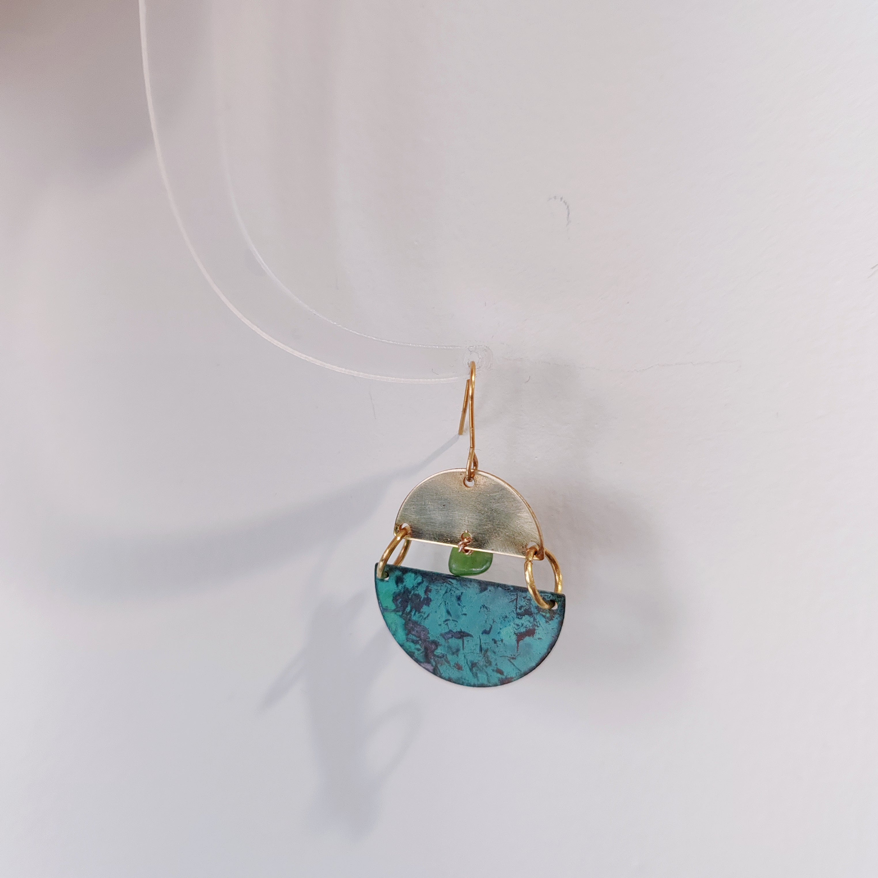 Blue Flame earrings collection, with yellow brass