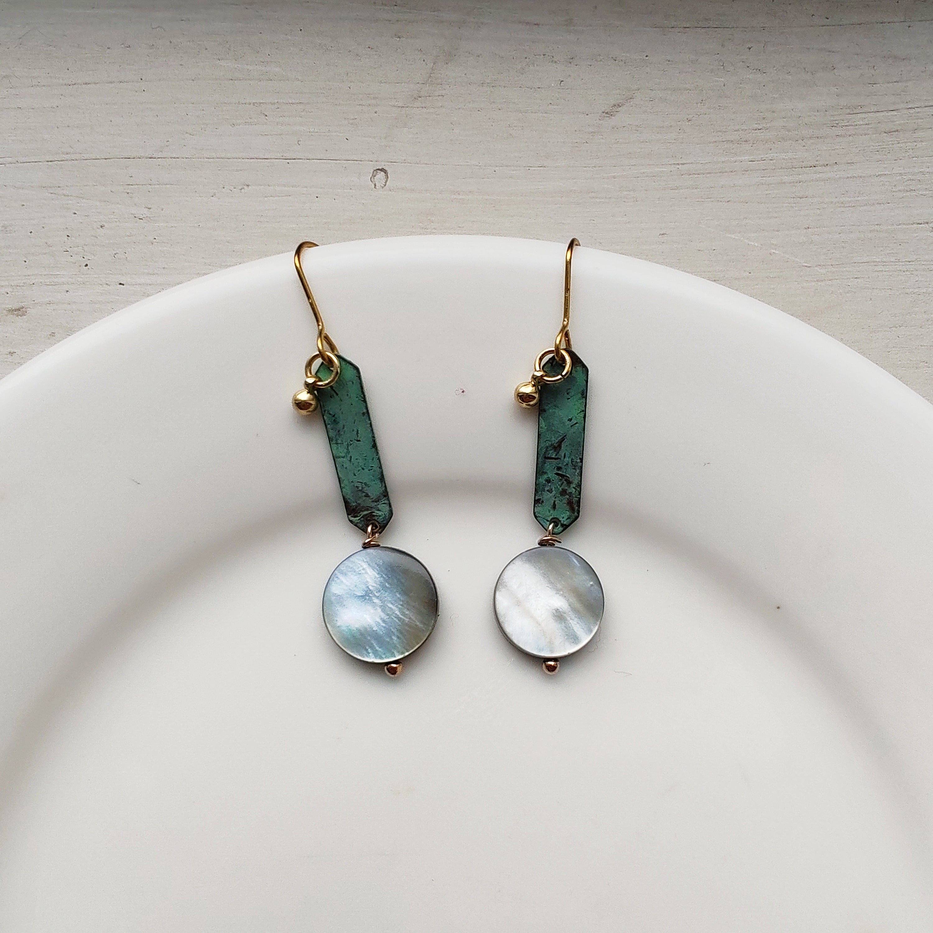 Blue Flame earrings collection, with shell, simple drop
