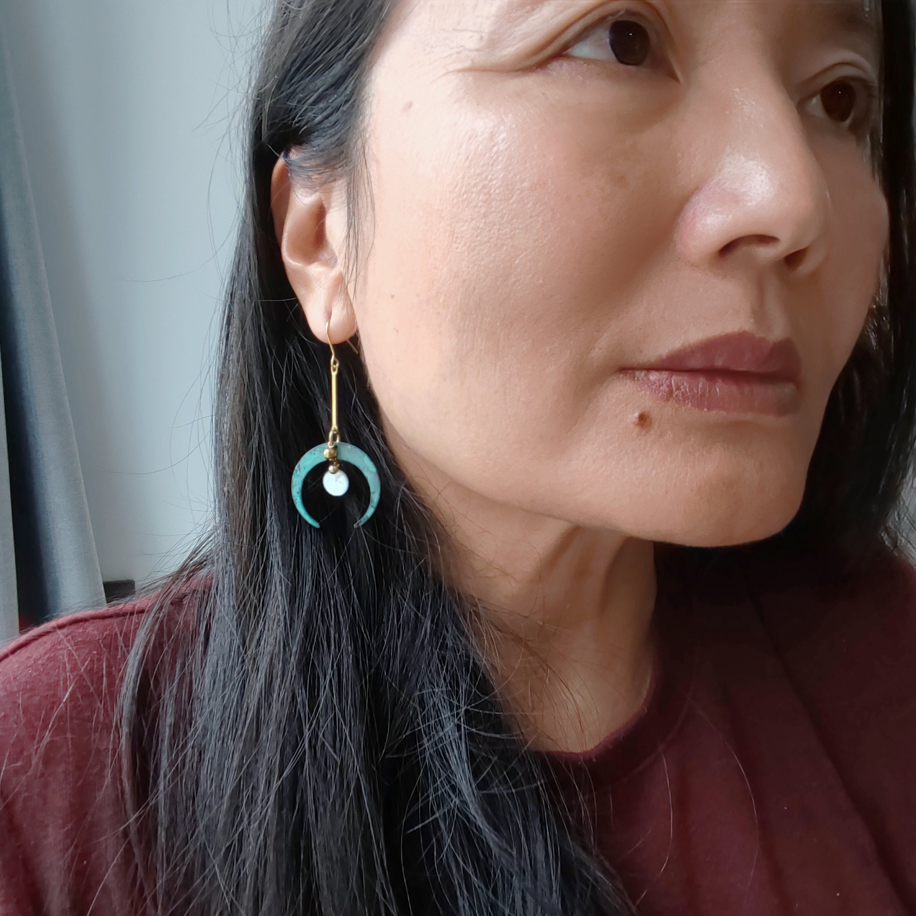 Blue Flame earring collection, with shell, moon gate