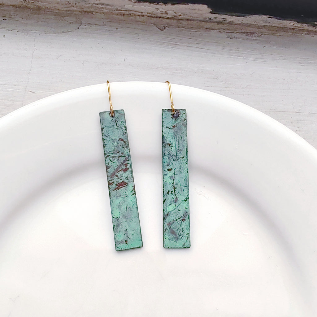 Blue Flame earrings collection, simple rectangle