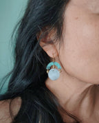 Blue Flame earrings collection, with labrorite stone, round shape