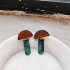 Blue Flame earrings collection, with wood, batch 2