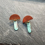 Blue Flame earrings collection, with wood, batch 2