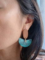 Blue Flame earrings collection, with wood, batch 2