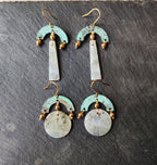 Blue Flame earrings collection, with labrorite stone, round shape