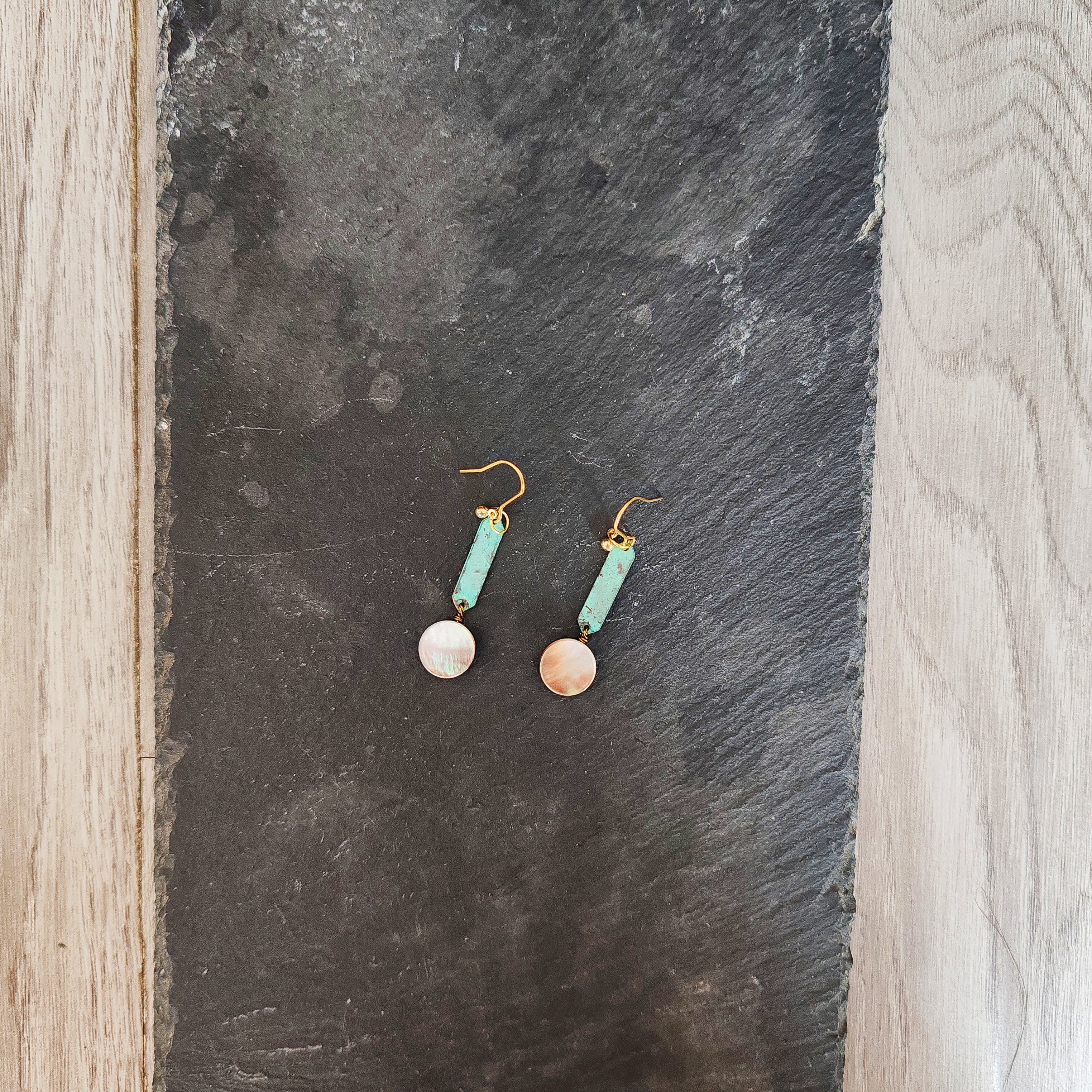 Blue Flame earrings collection, with shell, simple drop