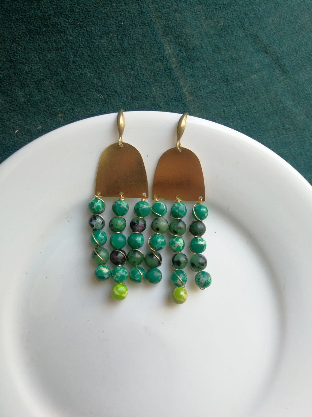 Stone tussel earrings