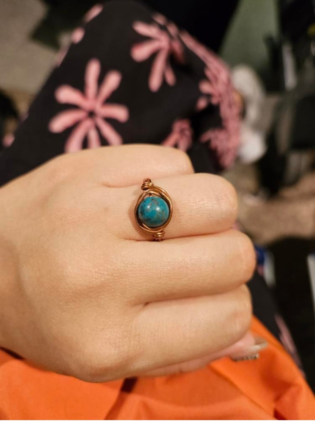 round shape stone/quartz simple wrapped rings