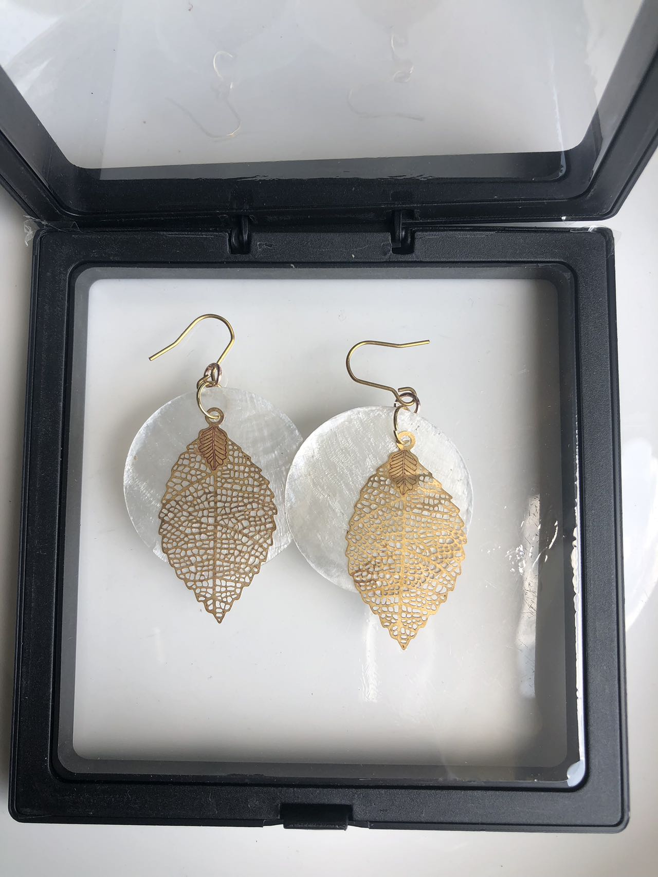 full moon with leaves earrings