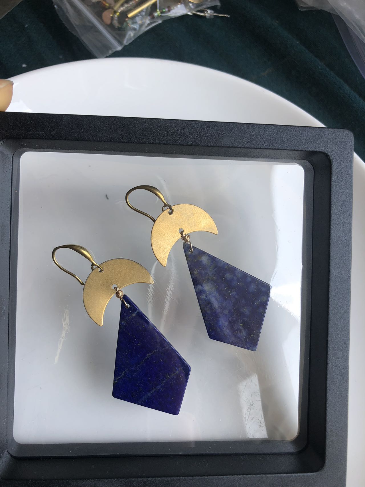 Triangle Lapis Lazuli earrings